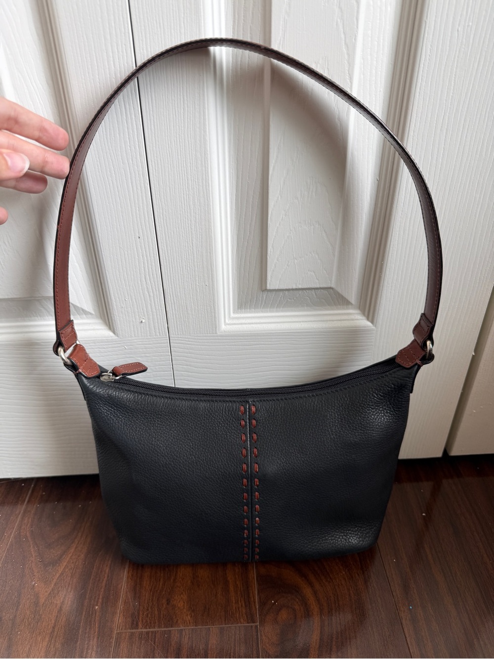 Vintage fossil shoulder bag leather black Y2K hobo bag